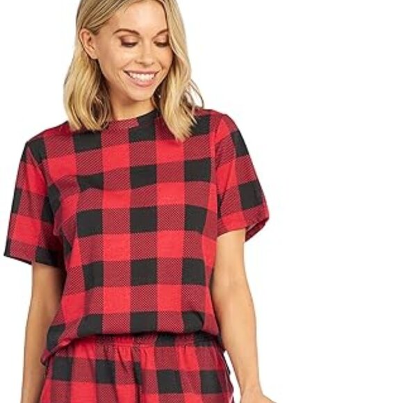 Mud pie Women's Potter Red  and Black buffalo check Pajama Set NEW - Picture 1 of 8